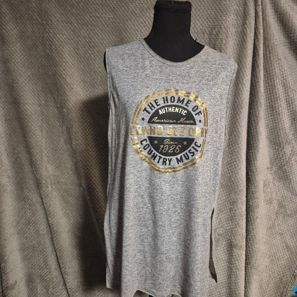 Grand Ole Opry Women XXL Gray Graphic Muscle Tank Top Sleeveless